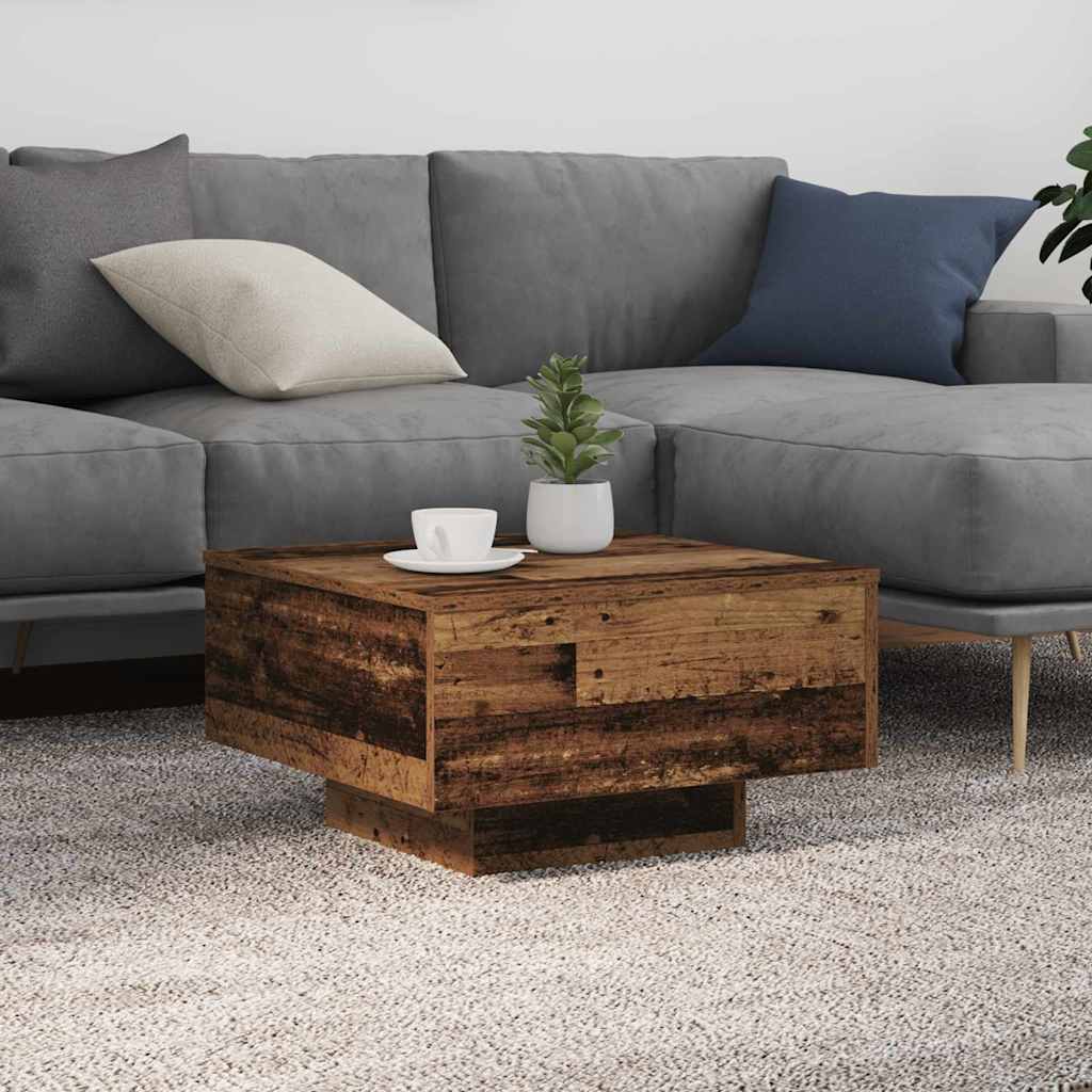 Antique Blue Wood Coffee Table 80 x 80 x 31 cm