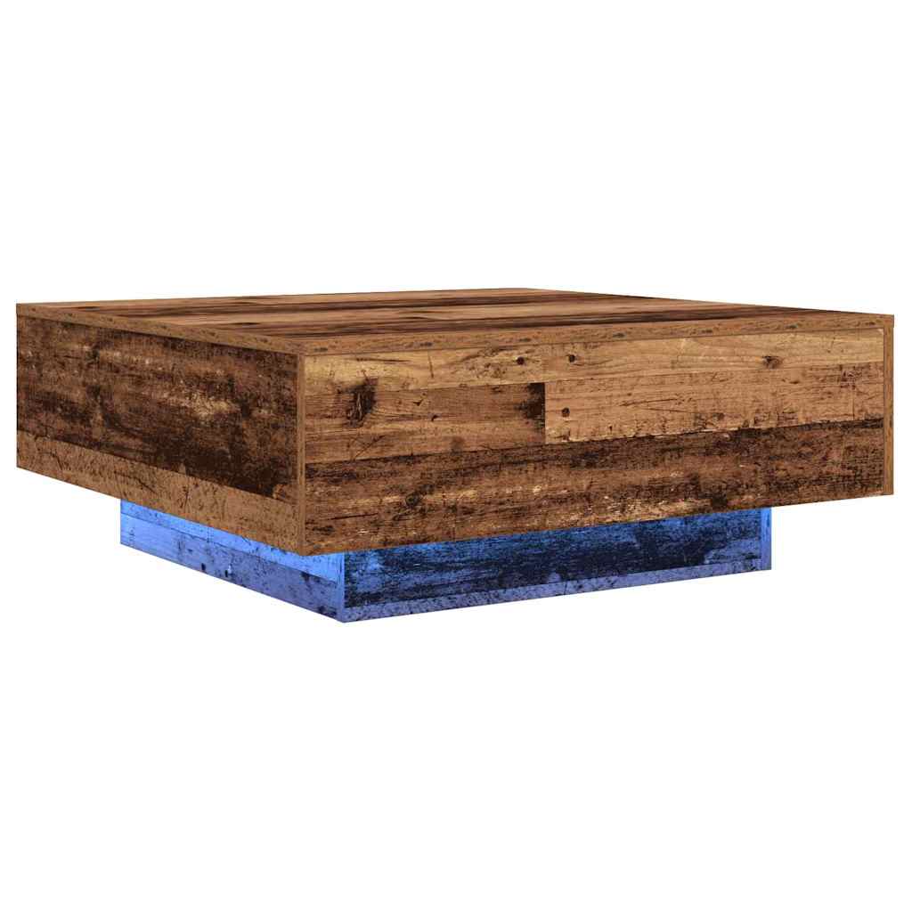 Mesa de Café Madera Antigua y Azul 80 x 80 x 31 cm