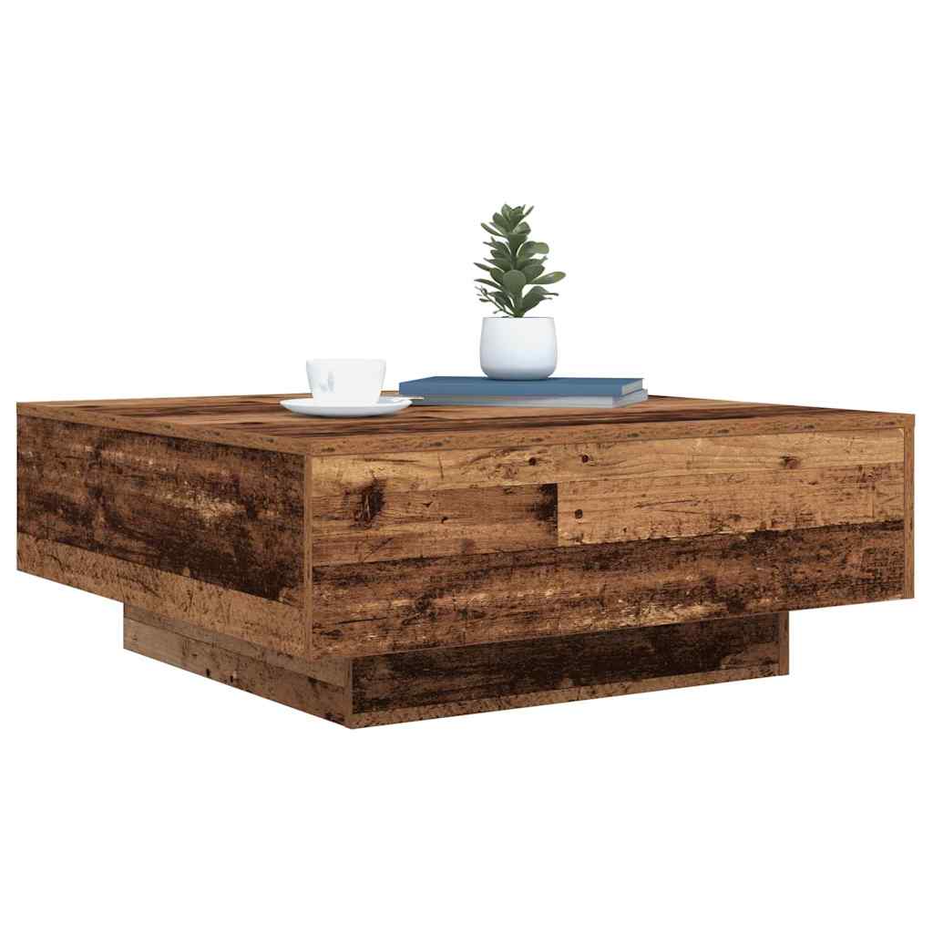 Mesa de Café Madera Antigua y Azul 80 x 80 x 31 cm