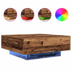 Mesa de Café Madera Antigua y Azul 80 x 80 x 31 cm
