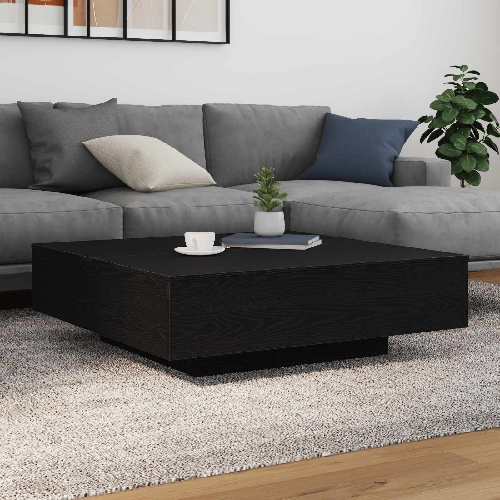 Antique Blue Wood Coffee Table 80 x 80 x 31 cm