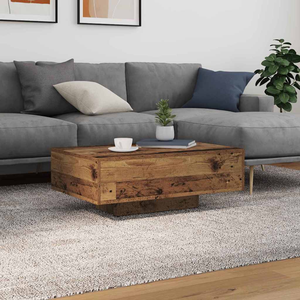 Antique Blue Wood Coffee Table 80 x 80 x 31 cm