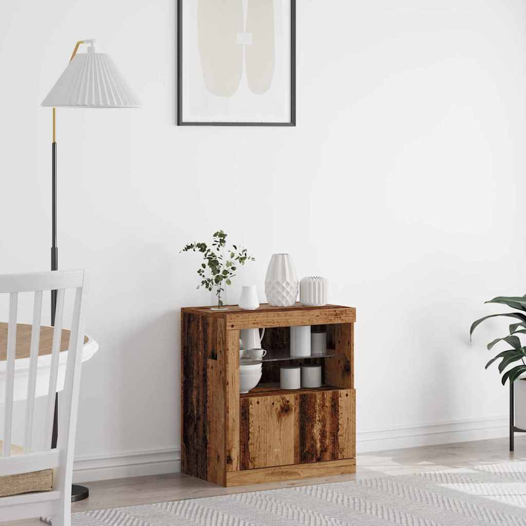Aparador LED Marrón 60,5 x 37 x 67 cm Madera de ingeniería