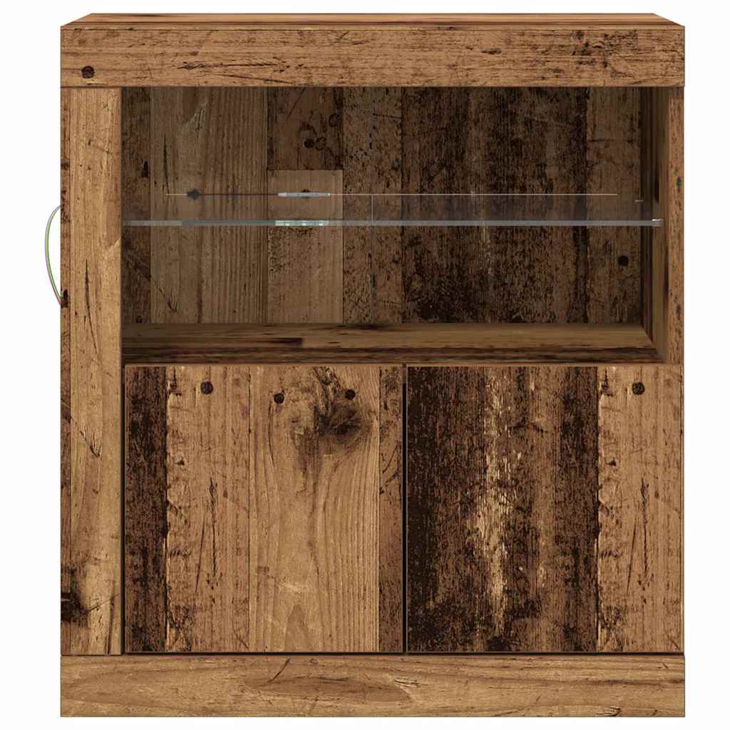 Aparador LED Marrón 60,5 x 37 x 67 cm Madera de ingeniería
