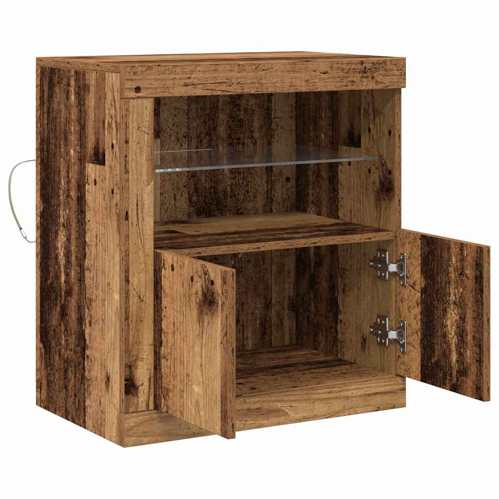 Aparador LED Marrón 60,5 x 37 x 67 cm Madera de ingeniería
