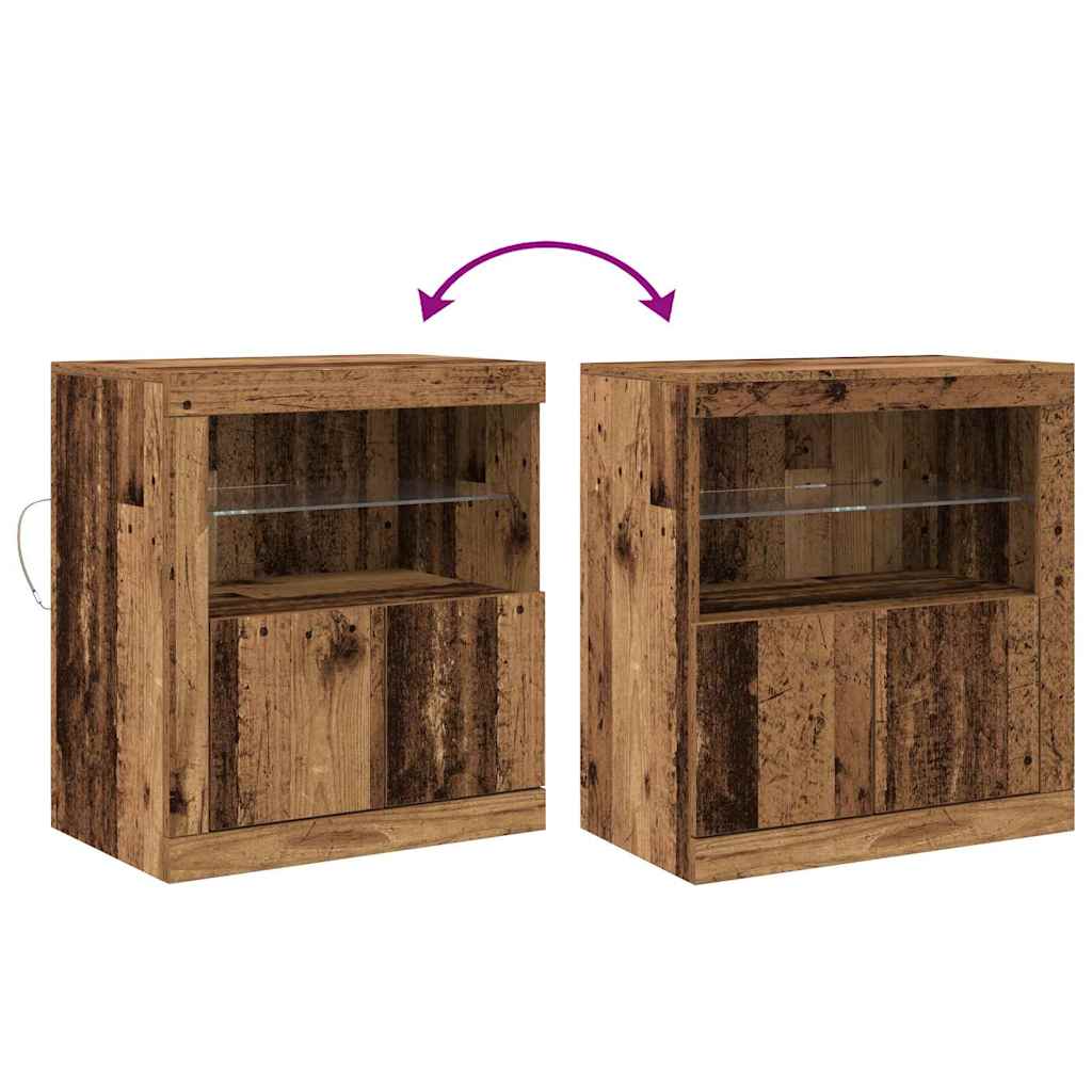 Aparador LED Marrón 60,5 x 37 x 67 cm Madera de ingeniería