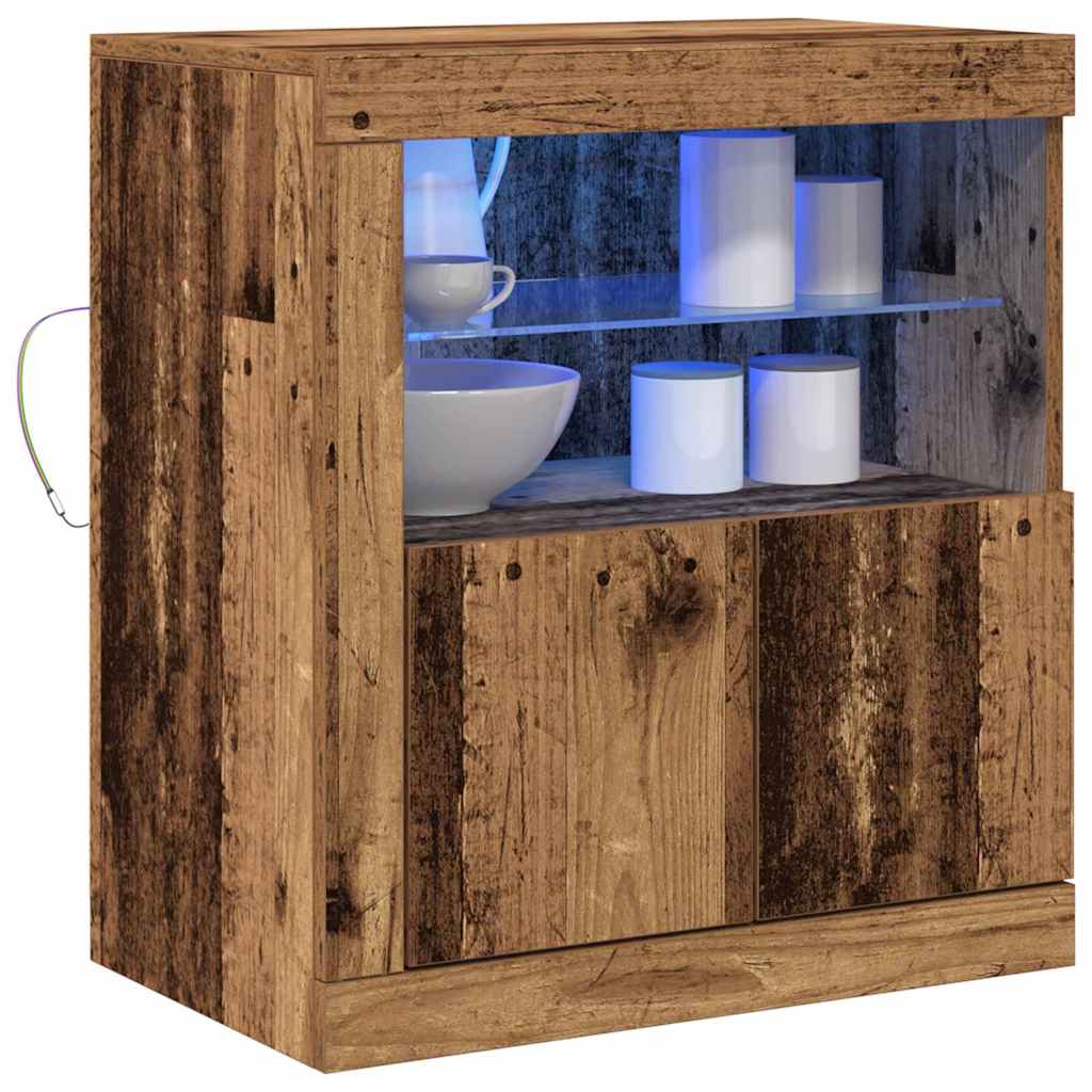 Aparador LED Marrón 60,5 x 37 x 67 cm Madera de ingeniería