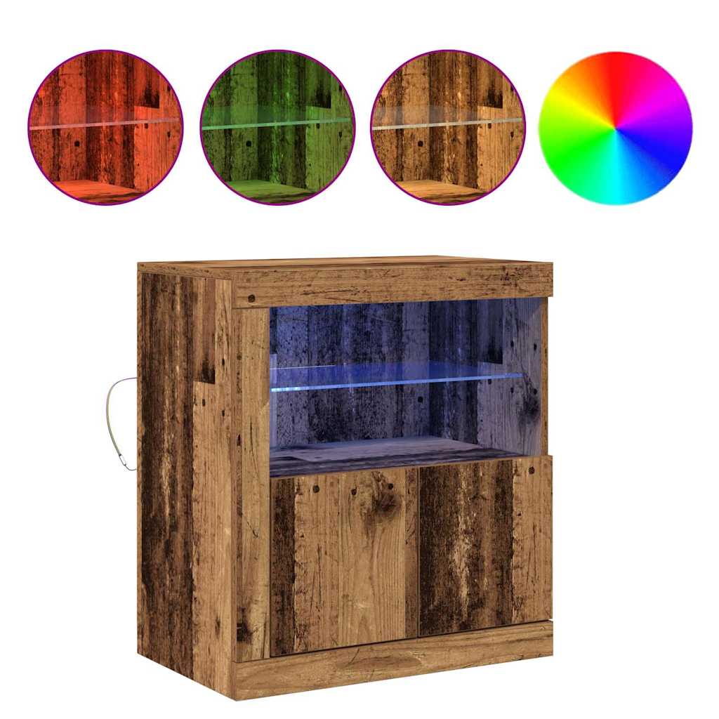 Aparador LED Marrón 60,5 x 37 x 67 cm Madera de ingeniería