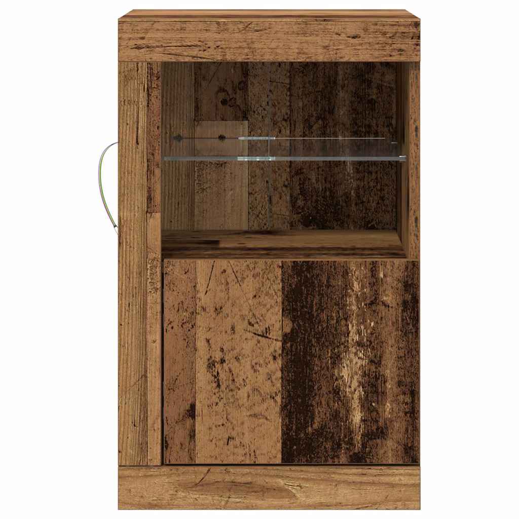Aparador LED 2 pcs Madera vieja 41 x 37 x 67 cm