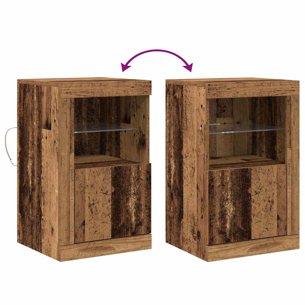 Aparador LED 2 pcs Madera vieja 41 x 37 x 67 cm