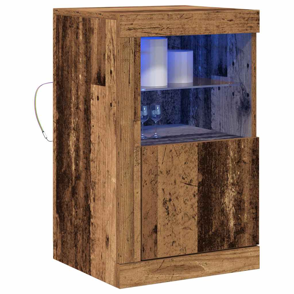 Aparador LED 2 pcs Madera vieja 41 x 37 x 67 cm
