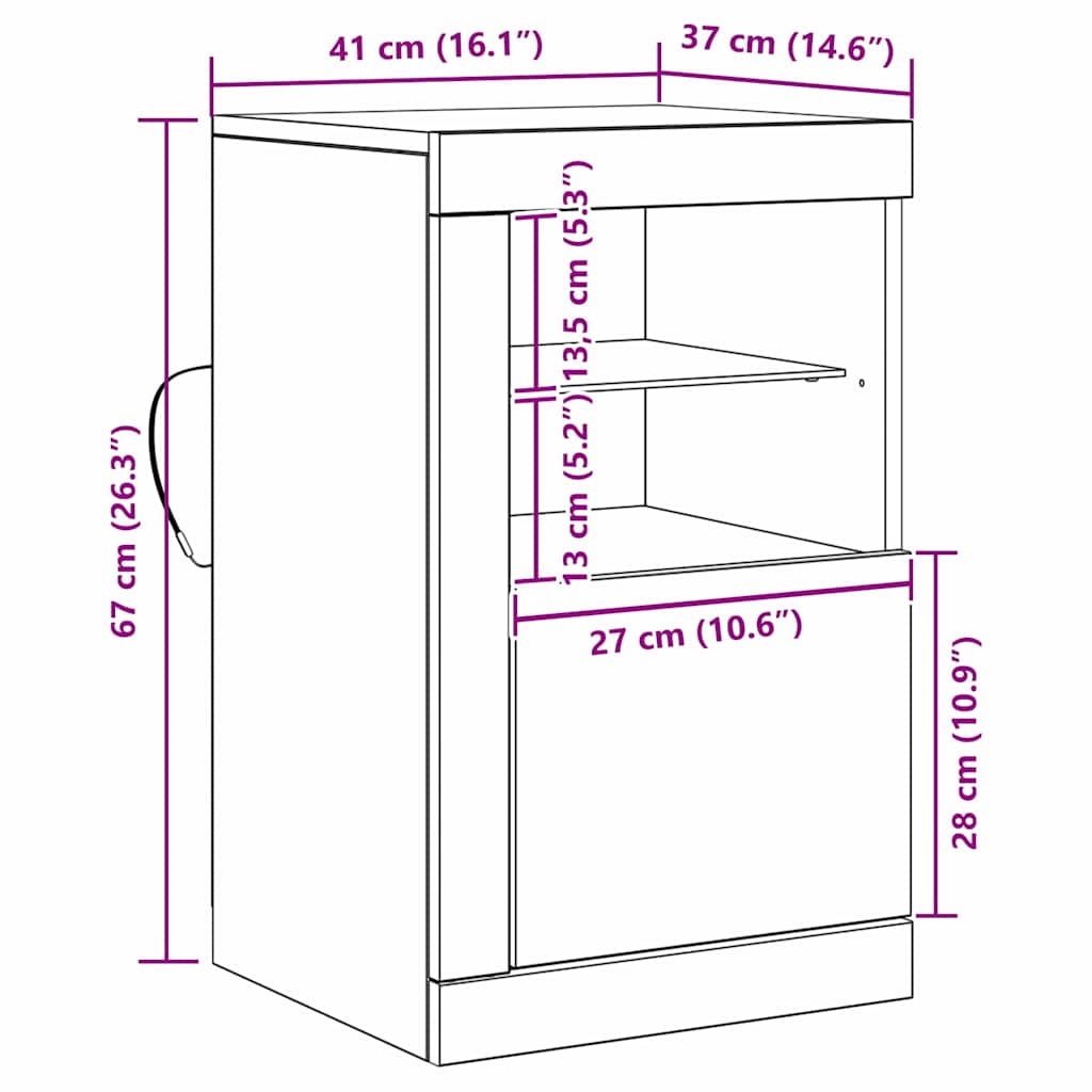 Aparador LED 2 pcs Madera vieja 41 x 37 x 67 cm