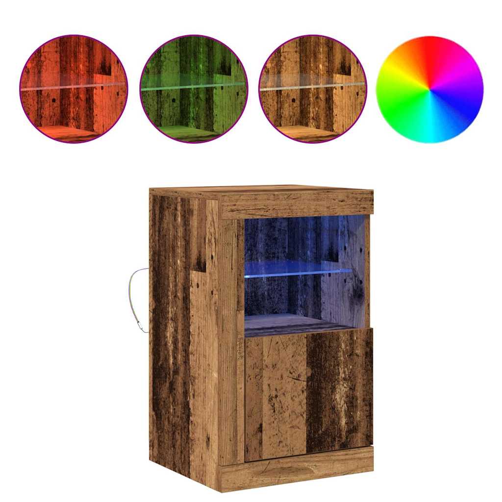 Aparador LED 2 pcs Madera vieja 41 x 37 x 67 cm