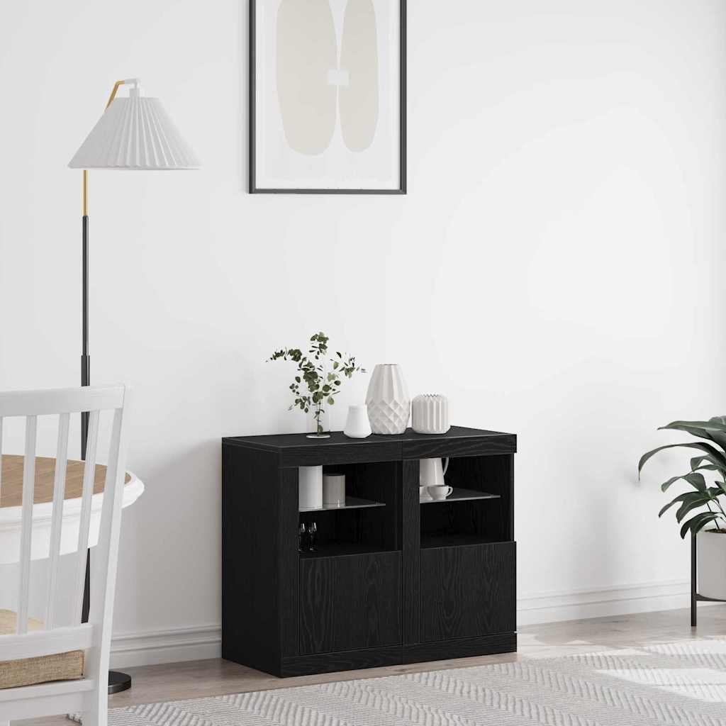 2 pcs LED Sideboard Old wood 41 x 37 x 67 cm