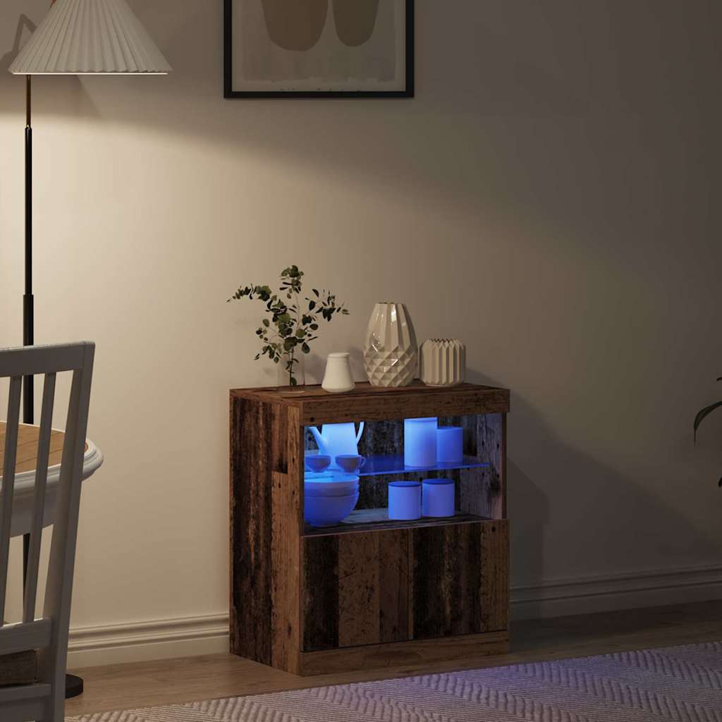 Aparador LED Marrón 60,5 x 37 x 67 cm Madera de ingeniería