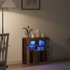 Aparador LED Marrón 60,5 x 37 x 67 cm Madera de ingeniería