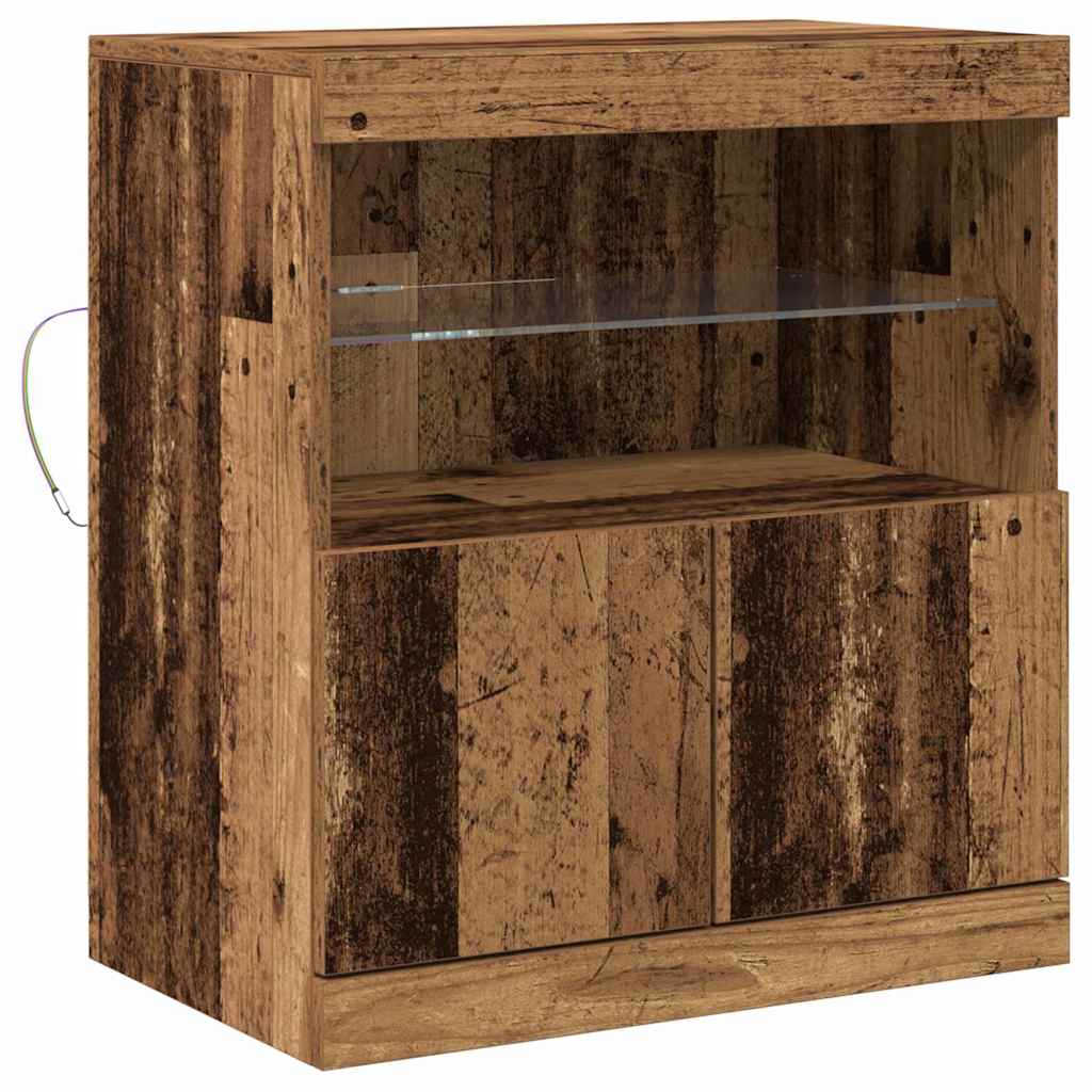 Aparador LED Marrón 60,5 x 37 x 67 cm Madera de ingeniería