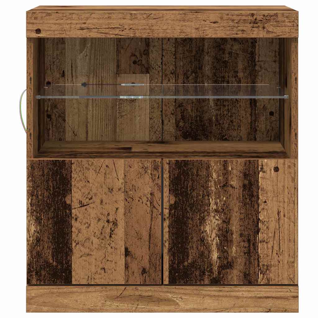 Aparador LED Marrón 60,5 x 37 x 67 cm Madera de ingeniería
