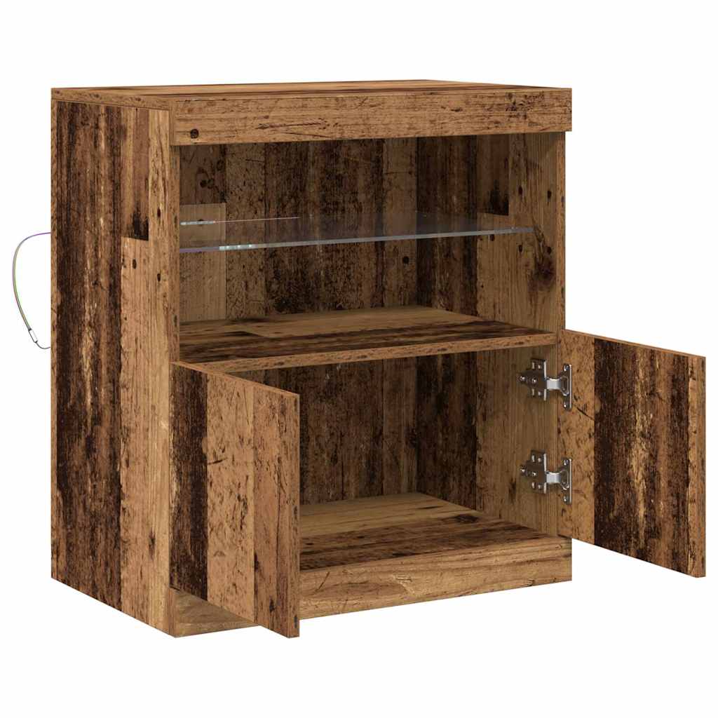 Aparador LED Marrón 60,5 x 37 x 67 cm Madera de ingeniería