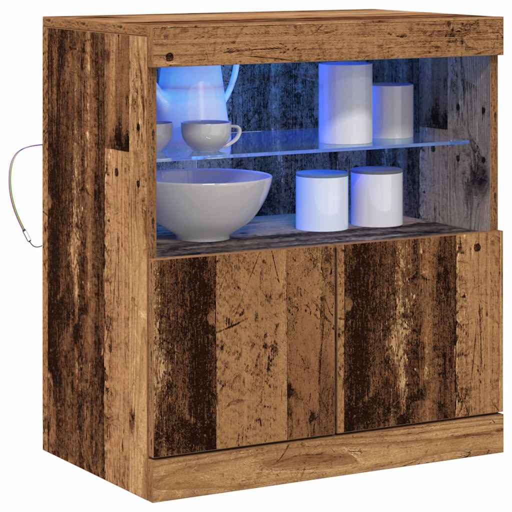Aparador LED Marrón 60,5 x 37 x 67 cm Madera de ingeniería