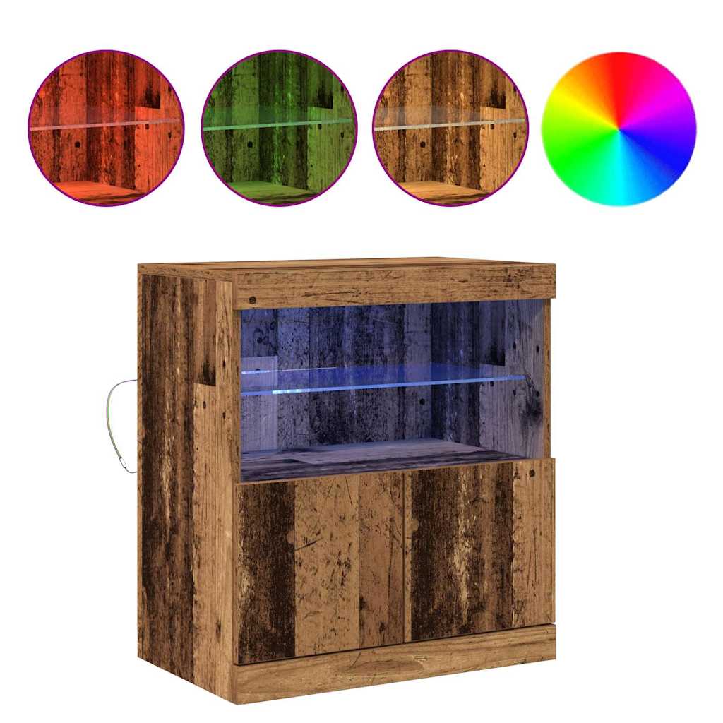 Aparador LED Marrón 60,5 x 37 x 67 cm Madera de ingeniería