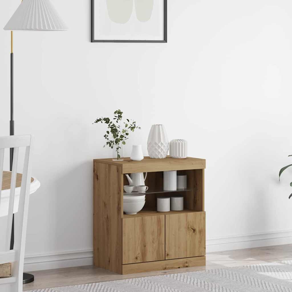 Aparador LED Marrón 60,5 x 37 x 67 cm Madera de ingeniería