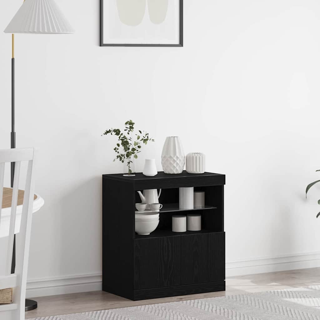 Aparador LED Marrón 60,5 x 37 x 67 cm Madera de ingeniería