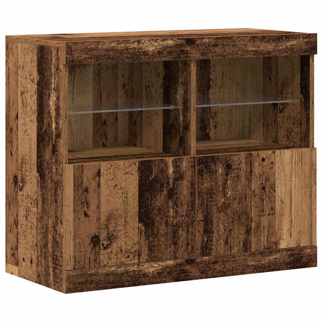 Aparador LED Marrón 81 x 37 x 66,5 cm Madera de ingeniería
