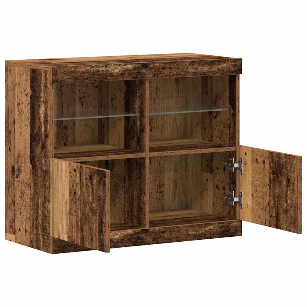 Aparador LED Marrón 81 x 37 x 66,5 cm Madera de ingeniería