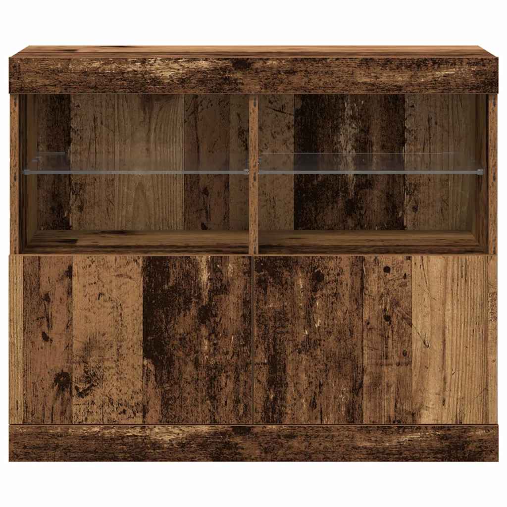 Aparador LED Marrón 81 x 37 x 66,5 cm Madera de ingeniería
