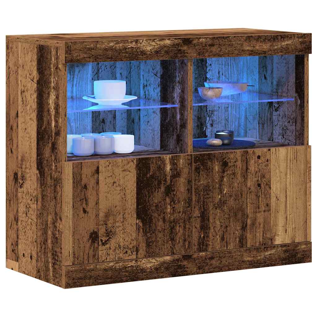 Aparador LED Marrón 81 x 37 x 66,5 cm Madera de ingeniería