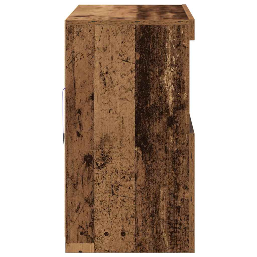 Aparador LED Marrón 81 x 37 x 66,5 cm Madera de ingeniería