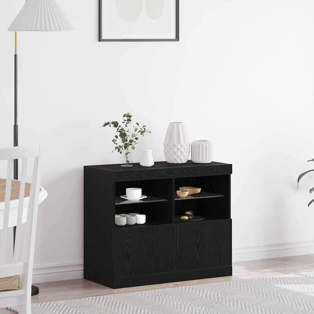 LED Sideboard Brown 81 x 37 x 66.5 cm Engineered Wood