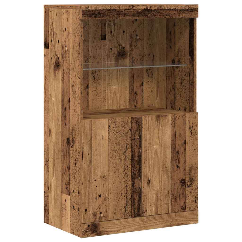 Aparador LED Marrón 60 x 37 x 100 cm Madera de ingeniería