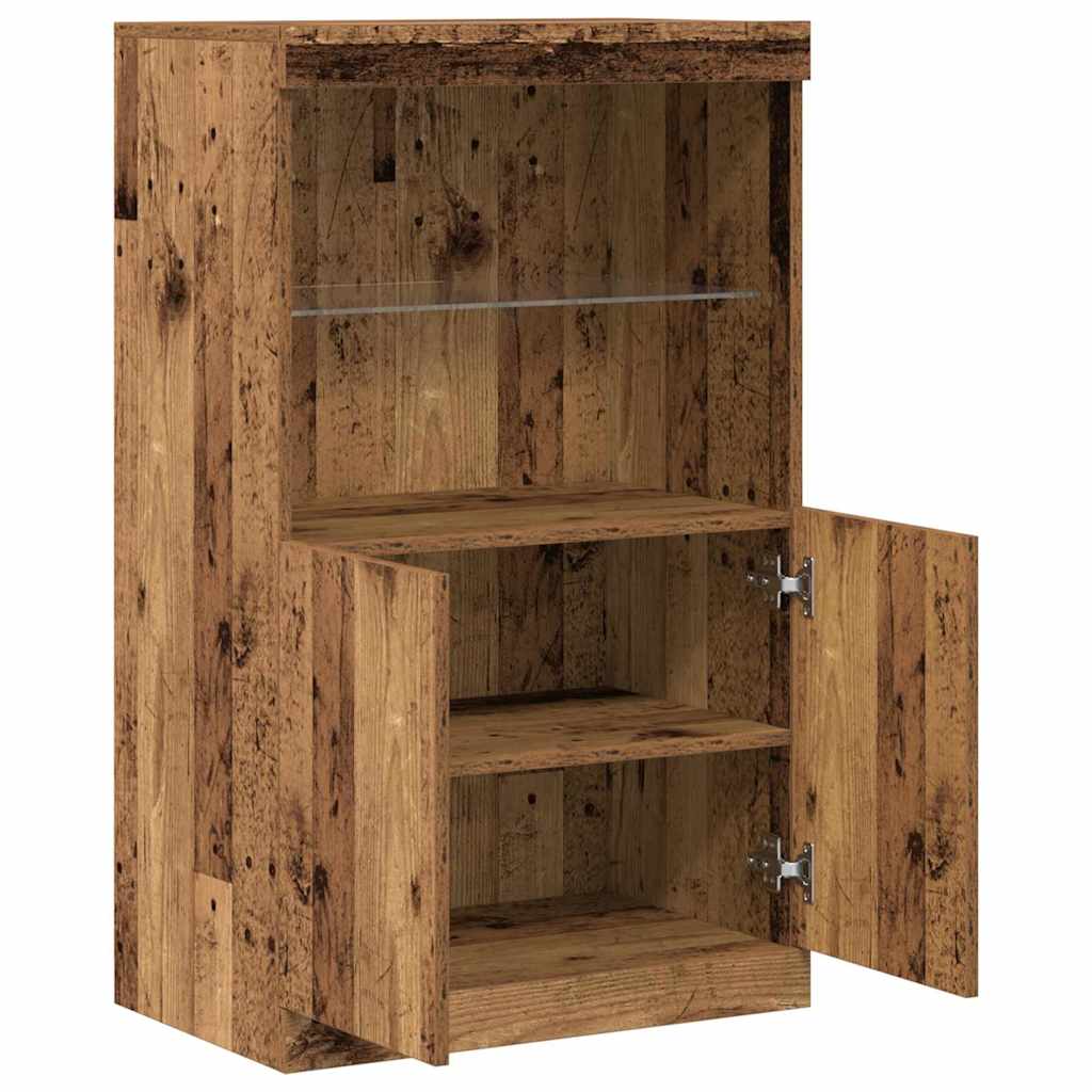 Aparador LED Marrón 60 x 37 x 100 cm Madera de ingeniería