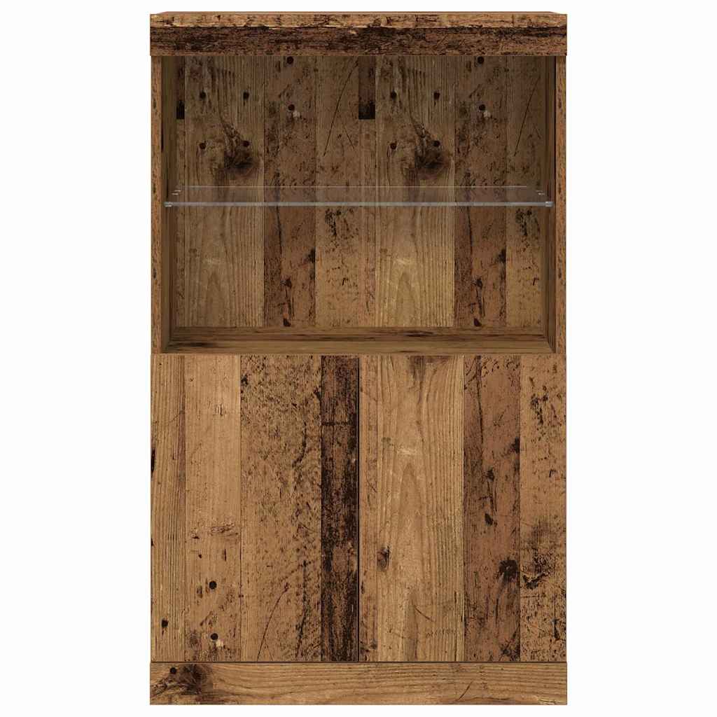 Aparador LED Marrón 60 x 37 x 100 cm Madera de ingeniería