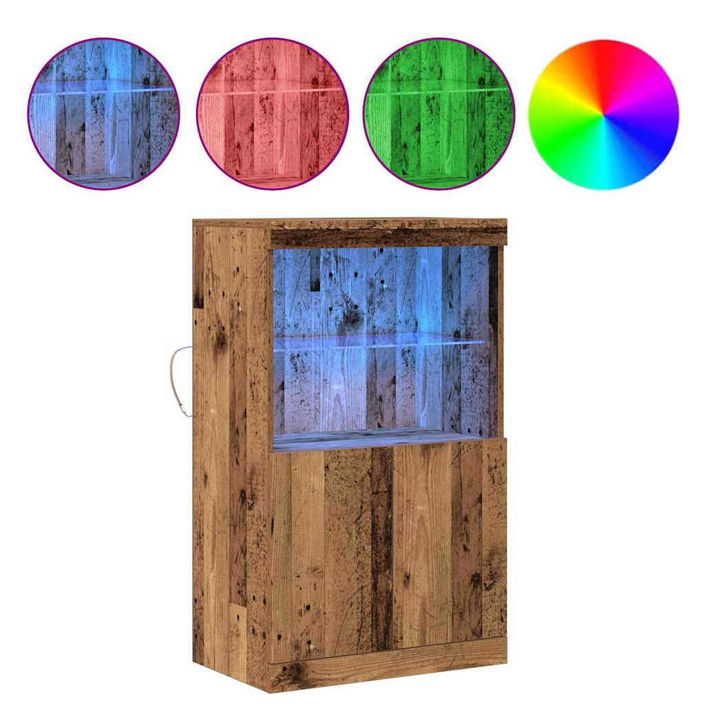 Aparador LED Marrón 60 x 37 x 100 cm Madera de ingeniería