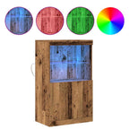 Aparador LED Marrón 60 x 37 x 100 cm Madera de ingeniería