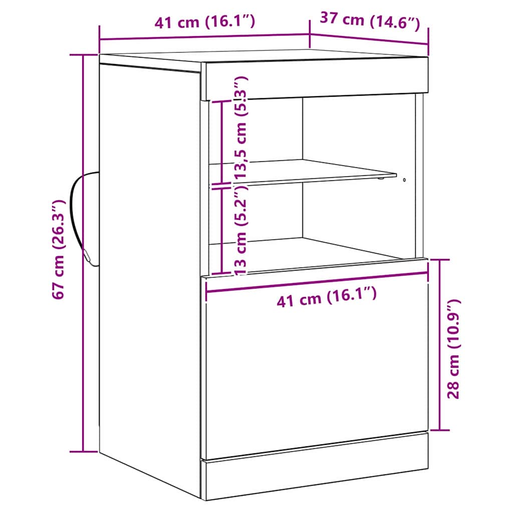 Aparador LED Madera vieja 41 x 37 x 67 cm Madera de ingeniería