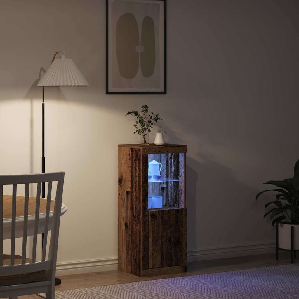 Aparador LED Madera vieja 41 x 37 x 100 cm Madera de ingeniería
