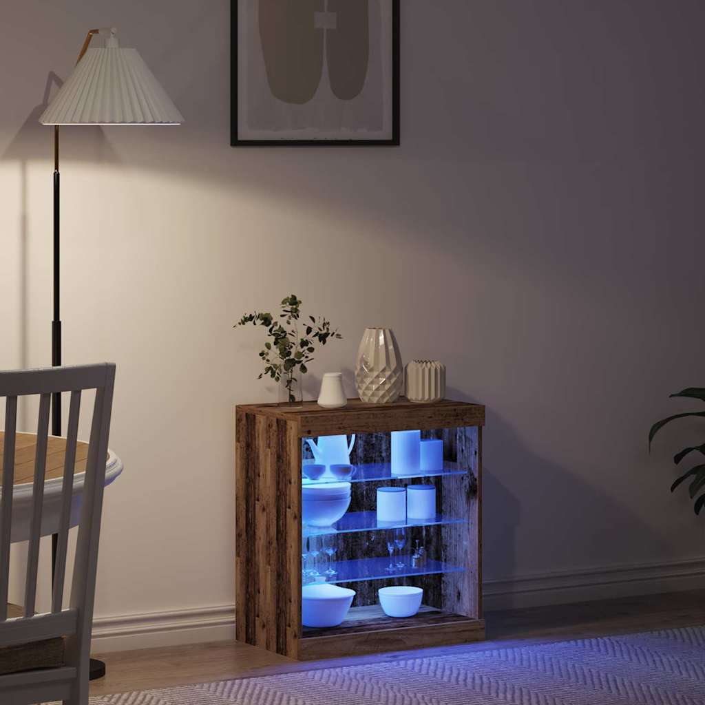 Aparador LED con tiras LED Madera vieja 60,5 x 37 x 67 cm