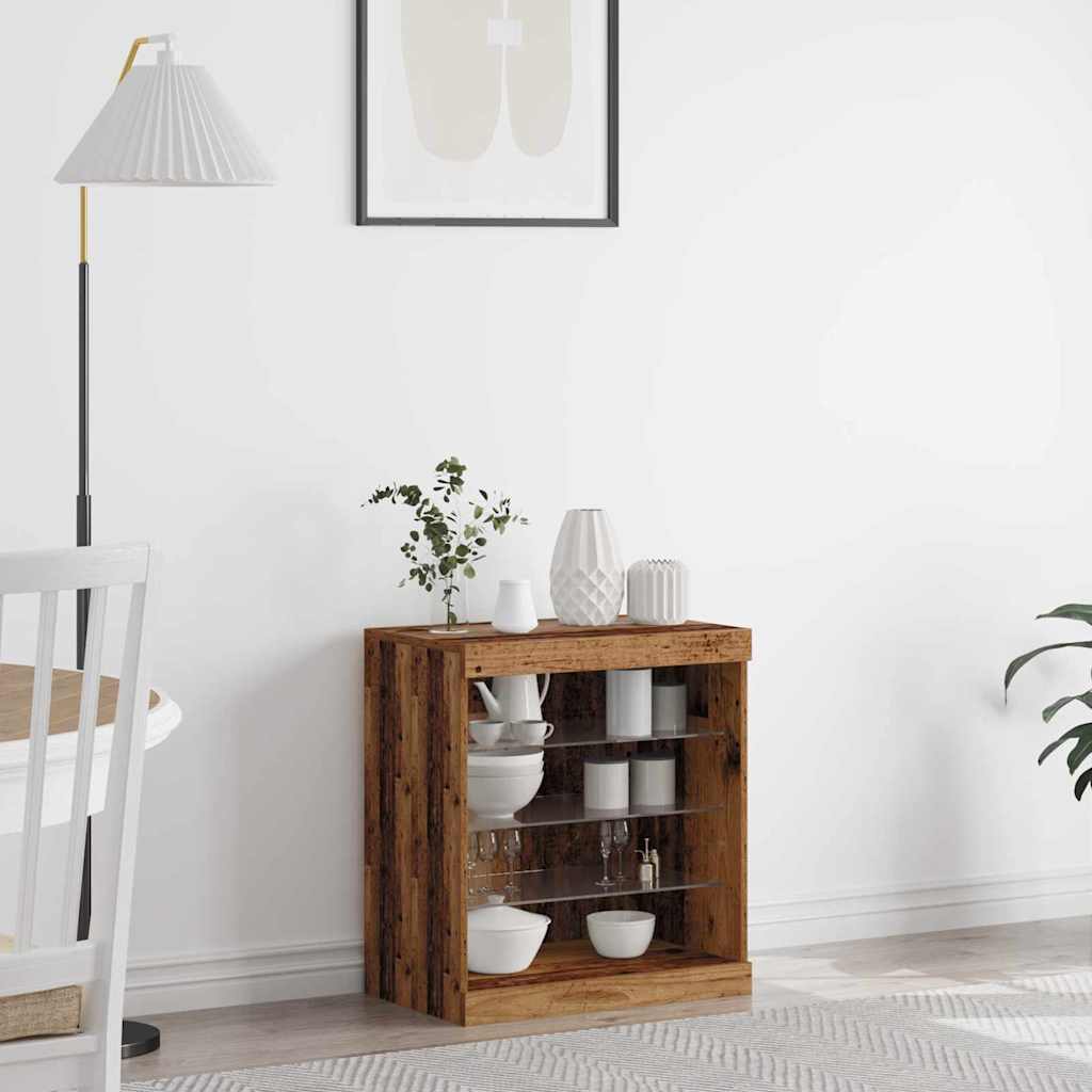 Aparador LED con tiras LED Madera vieja 60,5 x 37 x 67 cm
