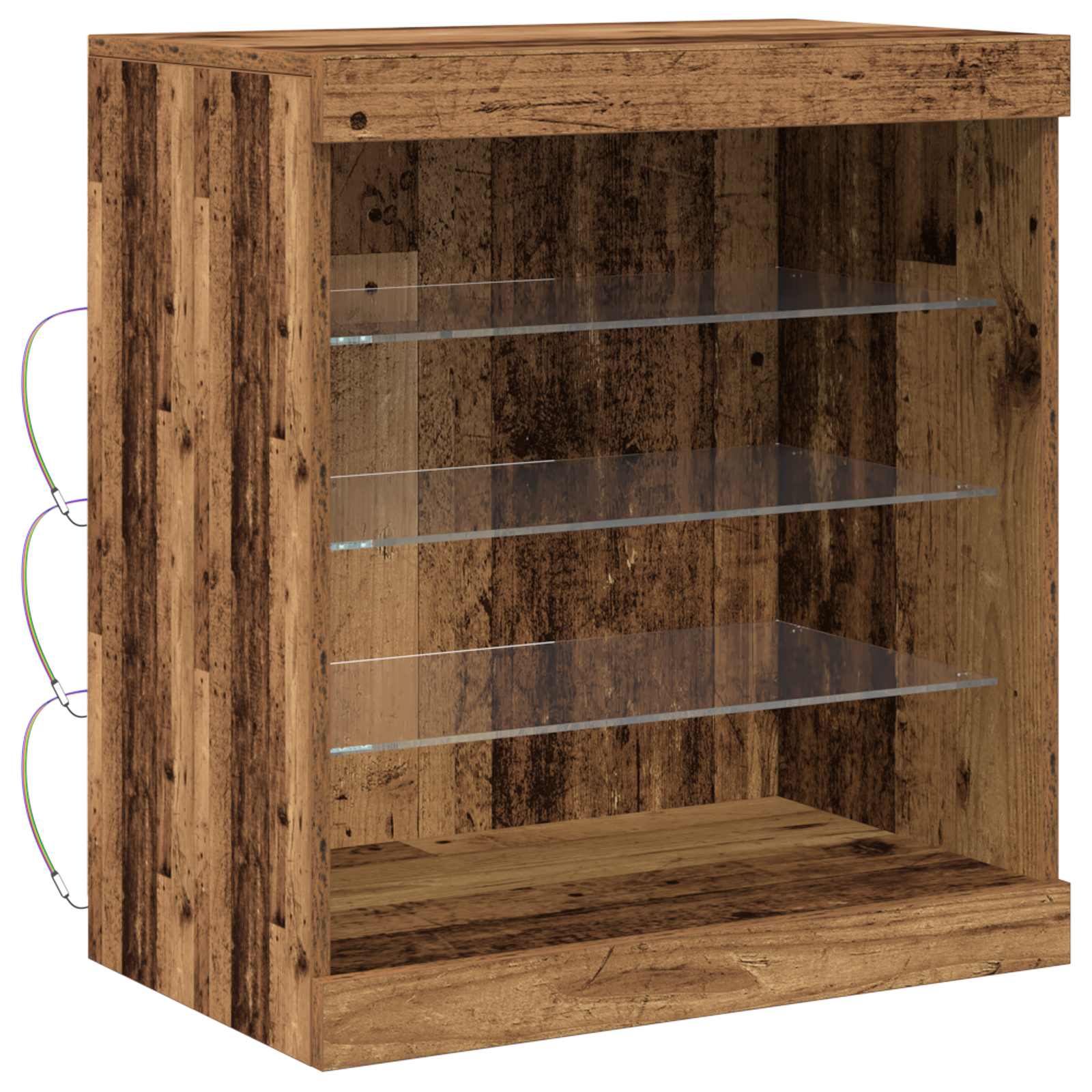 Aparador LED con tiras LED Madera vieja 60,5 x 37 x 67 cm