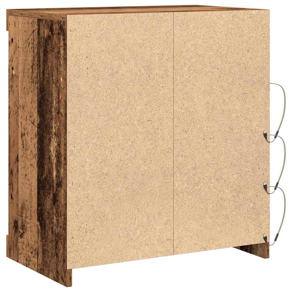 Aparador LED con tiras LED Madera vieja 60,5 x 37 x 67 cm