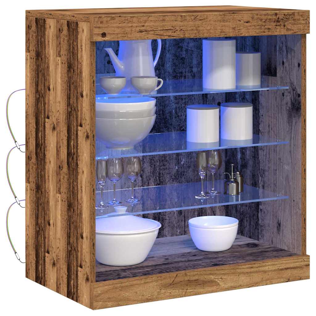 Aparador LED con tiras LED Madera vieja 60,5 x 37 x 67 cm
