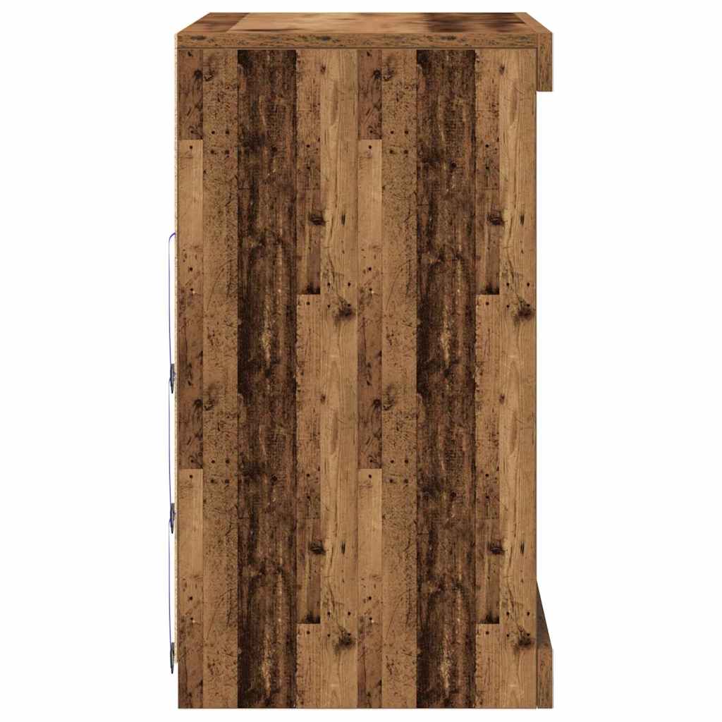 Aparador LED con tiras LED Madera vieja 60,5 x 37 x 67 cm
