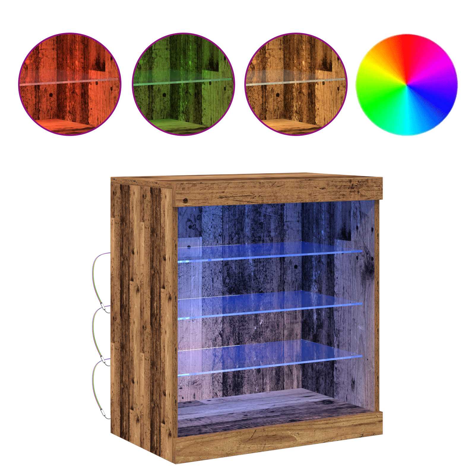 Aparador LED con tiras LED Madera vieja 60,5 x 37 x 67 cm
