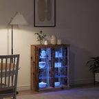 Aparador LED con tiras LED Madera envejecida 81 x 37 x 100 cm