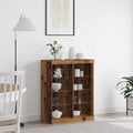 Aparador LED con tiras LED Madera envejecida 81 x 37 x 100 cm