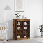 Aparador LED con tiras LED Madera envejecida 81 x 37 x 100 cm
